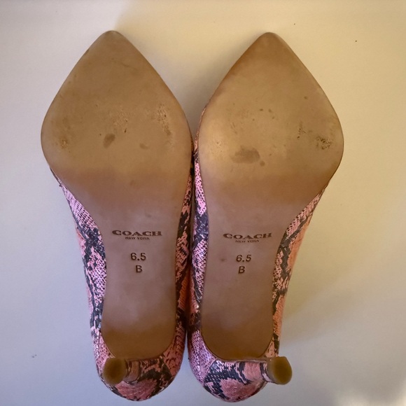 Coach Harlee Two Tone Pink Snake Print Women's Heels - Picture 3 of 6